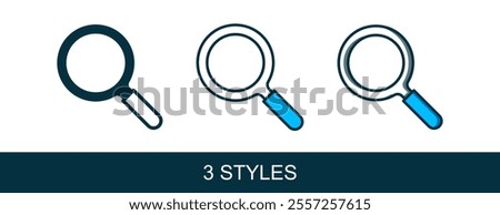 Filled outline Magnifying glass icon isolated on white background. Search, focus, zoom, business symbol.  Vector