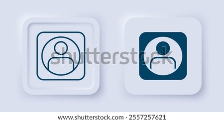 Filled and outline Create account screen icon isolated on grey background. Square button. Vector