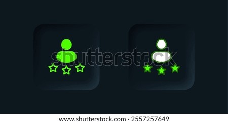 Green Consumer or customer product rating icon isolated on black background. Black square button. Vector