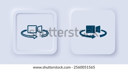 Filled and outline 360 degree view icon isolated on grey background. Virtual reality. Angle 360 degree camera. Panorama photo. Square button. Vector