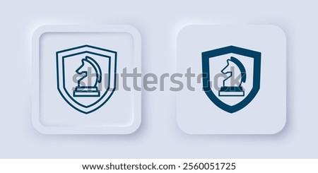 Filled and outline Chess icon isolated on grey background. Business strategy. Game, management, finance. Square button. Vector