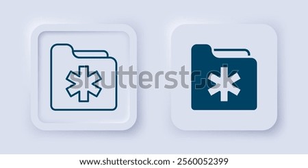 Filled and outline Medical health record folder for healthcare icon isolated on grey background. Patient file icon. Medical history symbol. Square button. Vector