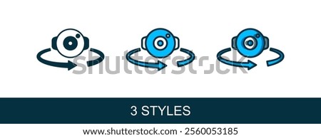 Filled outline 360 degree view icon isolated on white background. Virtual reality. Angle 360 degree camera. Panorama photo.  Vector