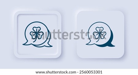 Filled and outline Clover trefoil leaf icon isolated on grey background. Happy Saint Patricks day. National Irish holiday. Square button. Vector