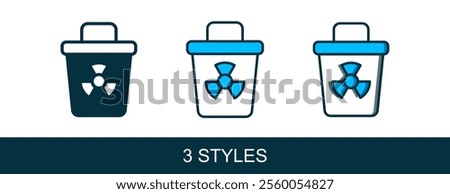 Filled outline Infectious waste icon isolated on white background. Tank for collecting radioactive waste. Dumpster or container. Biohazardous substances.  Vector