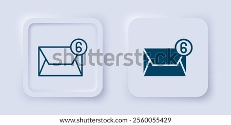 Filled and outline Mail and e-mail icon isolated on grey background. Envelope symbol e-mail. Email message sign. Square button. Vector