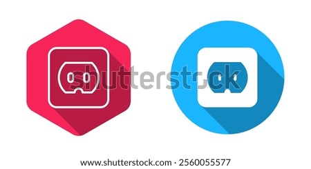 Filled and outline Electrical outlet icon isolated with long shadow background. Power socket. Rosette symbol.  Vector