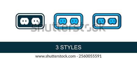 Filled outline Electrical outlet icon isolated on white background. Power socket. Rosette symbol.  Vector