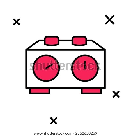 Filled outline Time chess clock icon isolated on white background. Sport equipment.  Vector