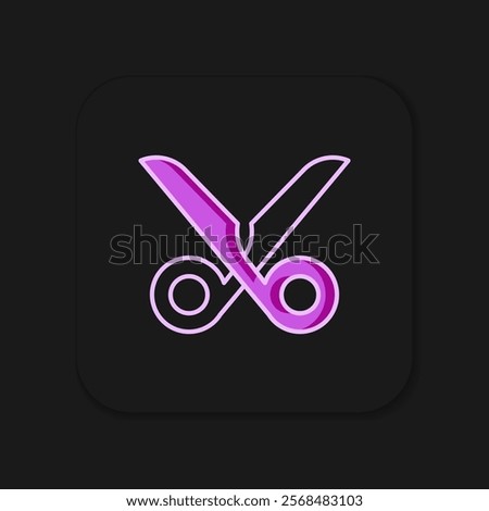 Filled outline Scissors icon isolated on black background. Cutting tool sign. Flat filled outline style with shadow. Vector