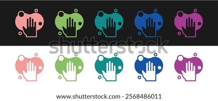 Set Sponge icon isolated on black and white background. Wisp of bast for washing dishes. Cleaning service logo.  Vector