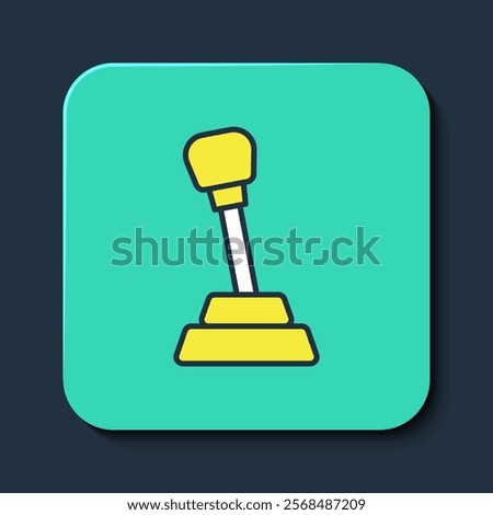 Filled outline Gear shifter icon isolated on blue background. Manual transmission icon. Turquoise square button. Vector