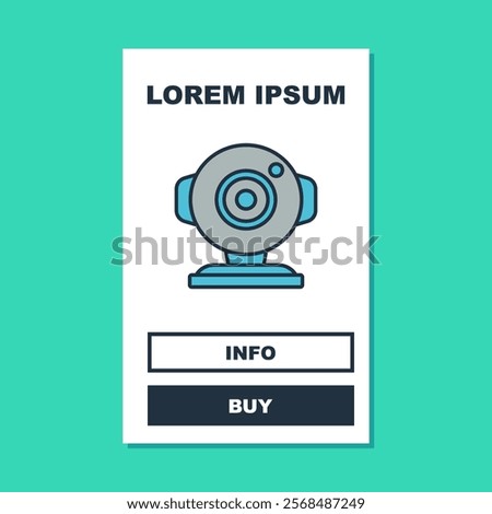 Filled outline Web camera icon isolated on turquoise background. Chat camera. Webcam icon.  Vector