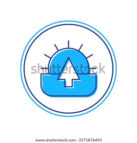 Filled outline Sunrise icon isolated on white background.  Vector