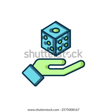 Filled outline Game dice icon isolated on white background. Casino gambling. Flat filled outline style with shadow. Vector