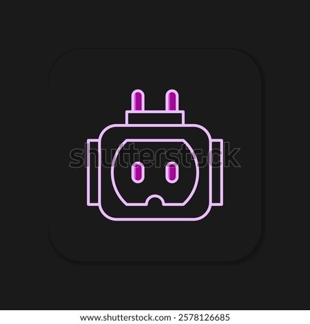 Filled outline Tee plug electric with clipping path icon isolated on black background. Flat filled outline style with shadow. Vector