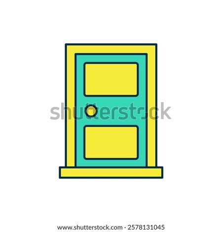 Filled outline Closed door icon isolated on white background.  Vector