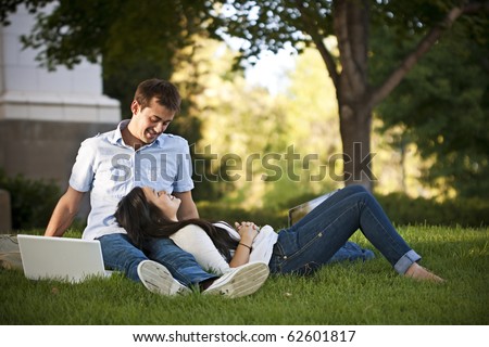 College Students in Love and cuddling together