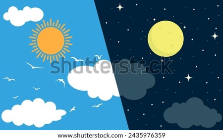 Day and Night Background Vector Illustration