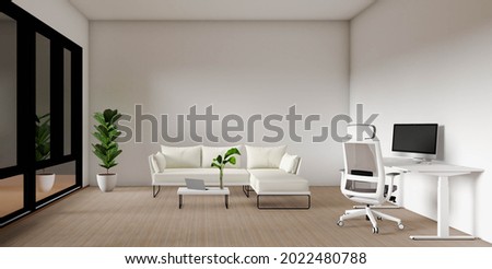 3d rendering of modern living room. Home living include white sofa set and working set. Stock foto © 