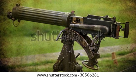grunge image of a antique machine gun