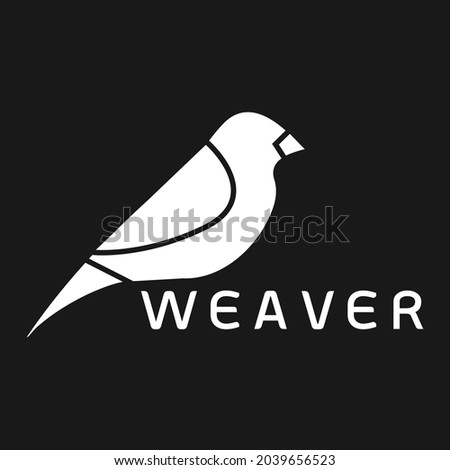 White illustrated bird.Bird name is Baya Weaver. 