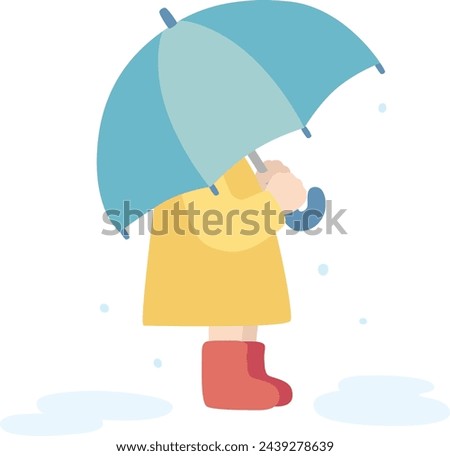 Vector illustration of a child holding an umbrella on a rainy day