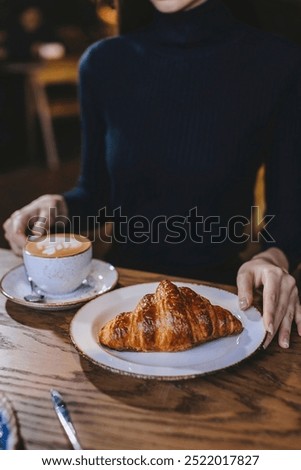 Similar – Image, Stock Photo Anonymous person with coffee cup on couch