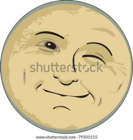 Smiling and winking Man In The Moon