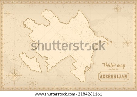 Map of Azerbaijan in the old style, brown graphics in retro fantasy style