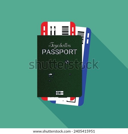 Vector passport with tickets. Air travel concept. Flat Design citizenship ID for traveler isolated. Blue international document - Seychelles.