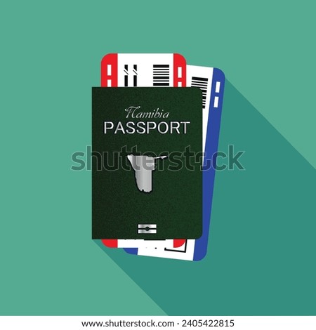 Vector passport with tickets. Air travel concept. Flat Design citizenship ID for traveler isolated. Blue international document - Namibia.