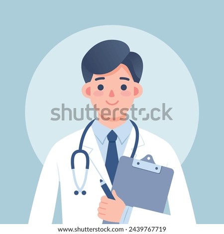 Young Doctor, Medical Worker Flat Vector Illustration