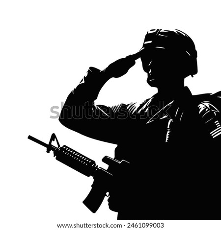 Soldier salute silhouette isolated on a white background