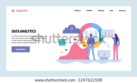 Vector web site gradient design template. Data analytics, dashboard and business finance report. Landing page concepts for website and mobile development. Modern flat illustration