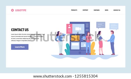 Vector web site gradient design template. Contact Us company information page. Landing page concepts for website and mobile development. Modern flat illustration