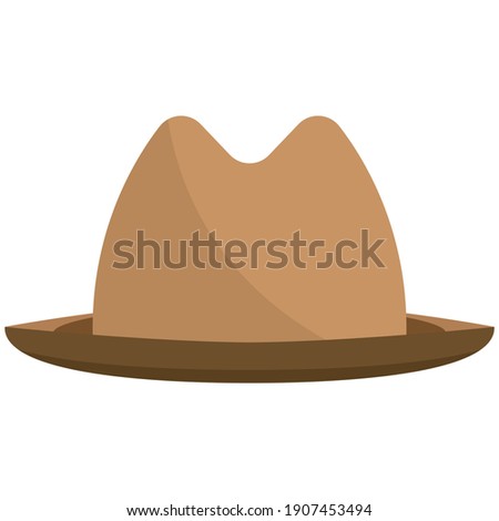 Trilby hat flat vector. Squash cap or crushhat isolated on white background. Gentleman fedora illustration. Elegant head accessory Foto stock © 