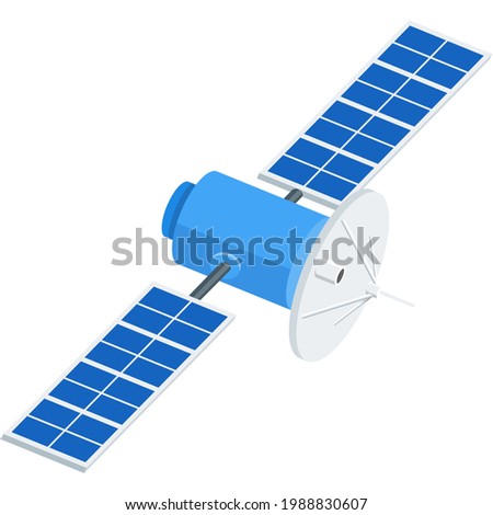 Vector satellite icon space communication flat station