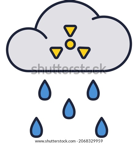 Acid rains icon water and air environment pollution vector. Atmosphere and nature contamination. Global earth disaster, environmental catastrophe. Radioactive toxic fallout warming sign
