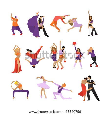 Vector Set Of Dancing People. Dance Design Elements And Icons Isolated ...