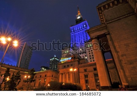 Warsaw, Poland Ã¢Â?Â? March 26, 2014: View of skyscrapers of Warsaw City