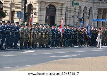 This is a view of ceremony of Polish Army Day. August 15, 2015. Lublin, Poland.