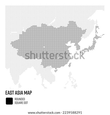 World Map in Large Dot Style -  East Asia Region Group by Country