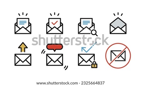 e-mail sending, opening, notifications various icon set