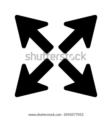 Black arrows outward. Cursor icon. Navigation pointer emblem. Isolated object. Vector illustration. Stock image. 
