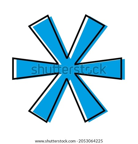 Blue asterisk icon. Computer design element. Communication symbol. Simple flat design. Vector illustration. Stock image. EPS 10.