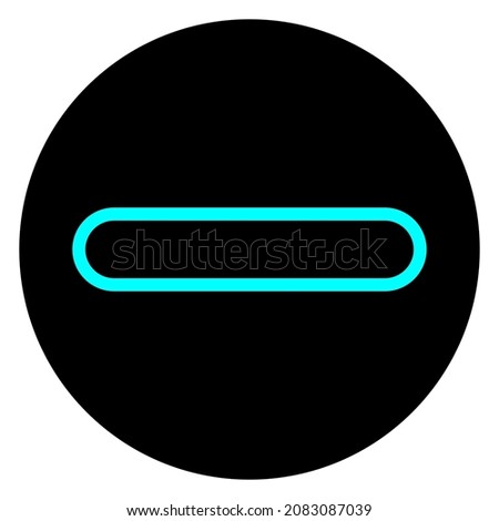 Minus icon in circle. Mathematical element. Turquoise sign in black. Calculator symbol. Vector illustration. Stock image.