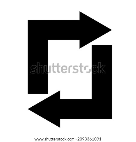 Square cyclic rotation icon. Arrow sign. App element. Technology concept. Line design. Vector illustration. Stock image.