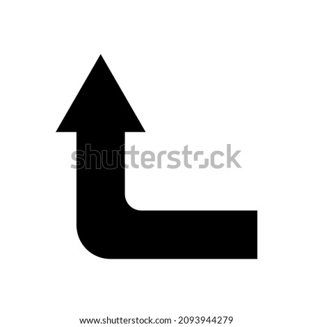 Corner left up arrow. Direction sign. App element. Navigation concept. Simple design. Vector illustration. Stock image.