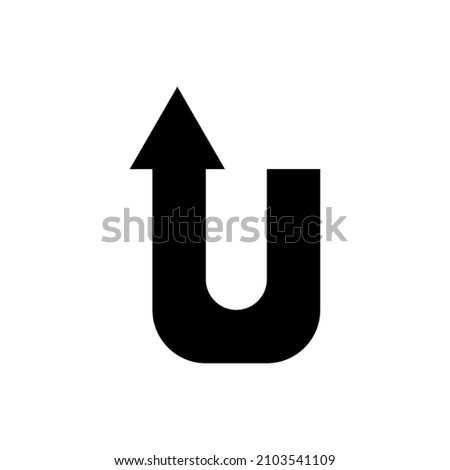 Corner left up arrow. Turn direction sign. Navigation concept. Simple design. Vector illustration. Stock image.
